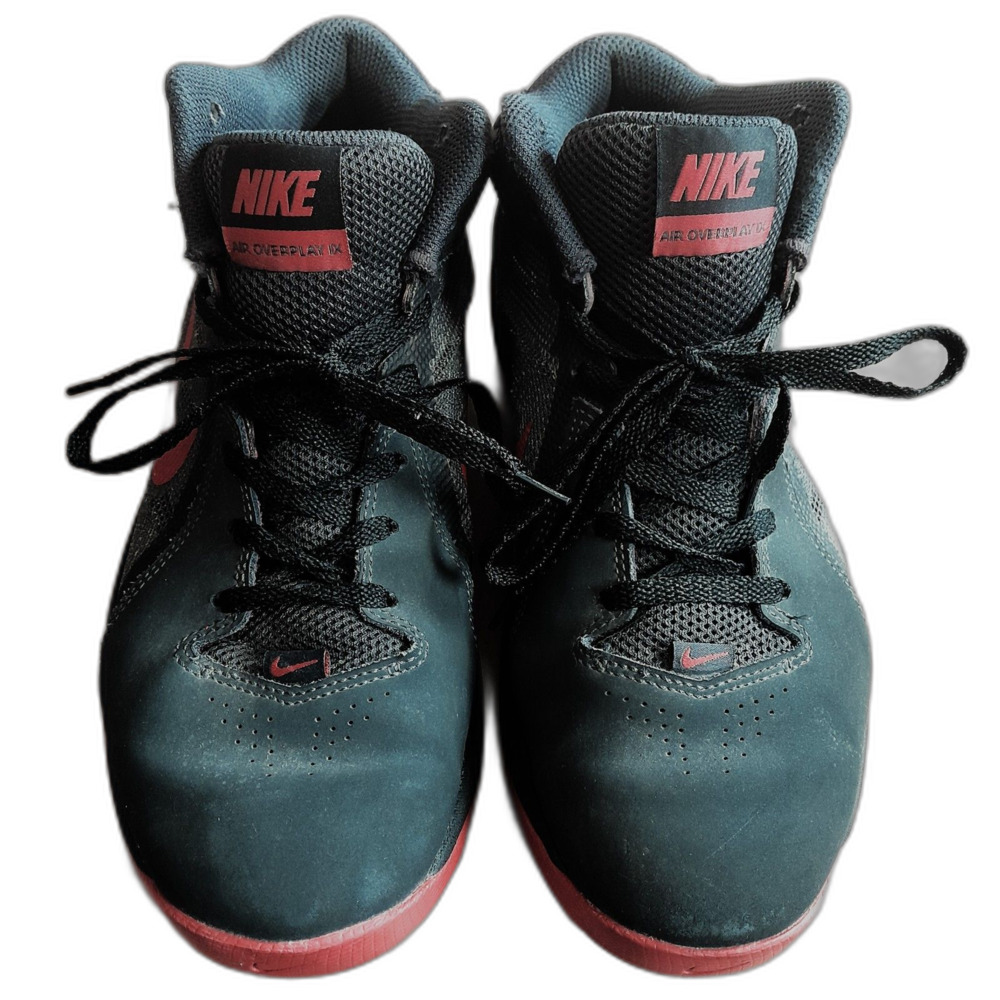 Nike Air Overplay IX Basketball Sneakers Men’s Size 8 Gray Black Red 831574-006